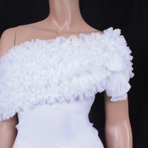 Bridal White fluffy ruffles bolero/..
