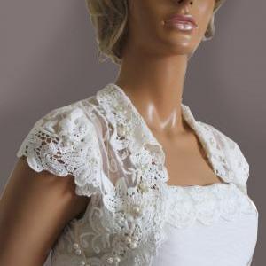 Bridal Ivory Handmade Shrug Jacket Lace Wedding..