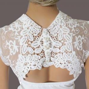 Bridal Ivory Handmade Shrug Jacket Lace Wedding..