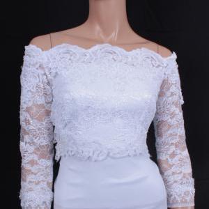 Bridal Optical White Lace Shrug Jacket Wedding..