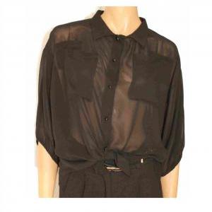 Black / Chiffon Blouse With Buttons