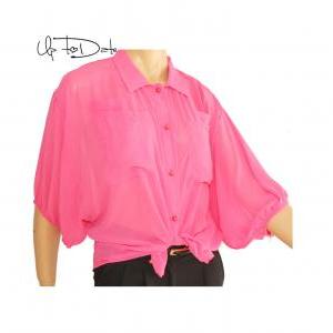 Pink/ Chiffon Blouse With Buttons