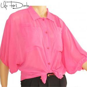 Pink/ Chiffon Blouse With Buttons