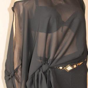Black Sexy Chiffon/cocktail /party/ Top/ Blouse