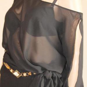 Black Sexy Chiffon/cocktail /party/ Top/ Blouse
