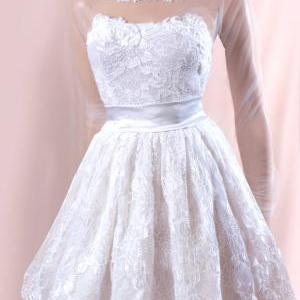 Short Wedding lace dress/Long tulle..