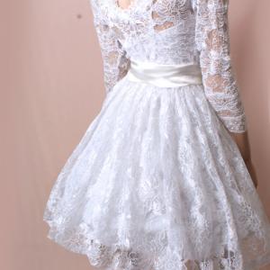 Plus Size Wedding Lace Dresses / 3/4 Sleeves..