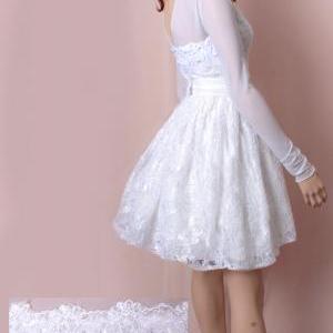 Short wedding lace dresses / long S..