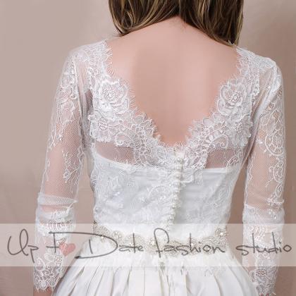 Plus size Wedding lace bolero V bac..