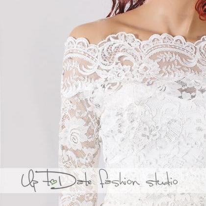 Off-shoulder /french Lace/wedding Jacket/bridal..
