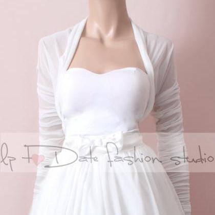 Bridal White Tulle Jacket/cover Up/ ,long Sleeves..