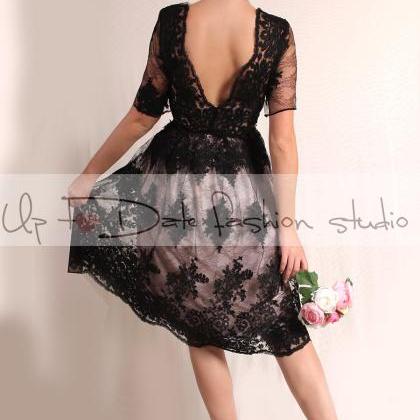 Plus Size/lace Black / Short Wedding Dress/plus..
