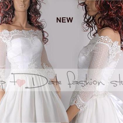 Bridal Off-shoulder / French Lace Wedding Jacket/..
