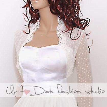 Bridal Ivory Delicate Dots Tulle Jacket/..