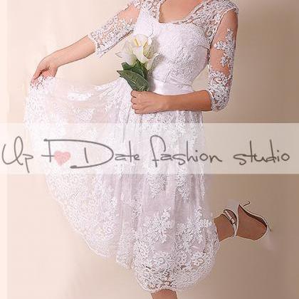 Lace short Wedding dress / V front ..