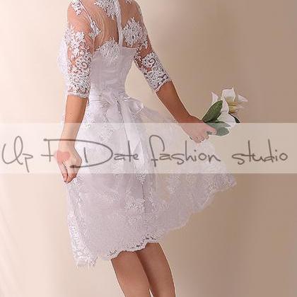 Lace short Wedding dress / V front ..
