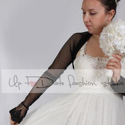 Bridal Tulle Black Bolero/jacket/ Long Sleeves..