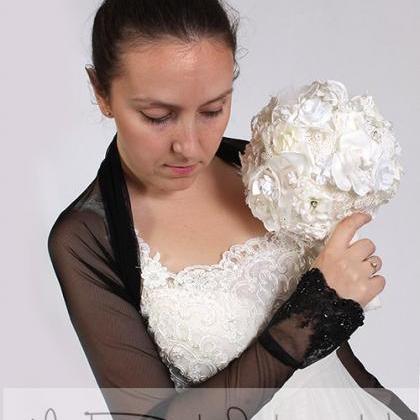 Bridal Tulle Black Bolero/jacket/ Long Sleeves..