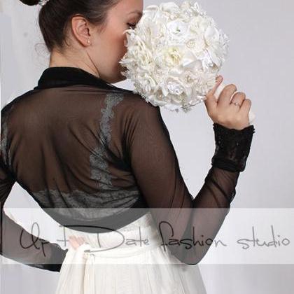 Bridal Tulle Black Bolero/jacket/ Long Sleeves..