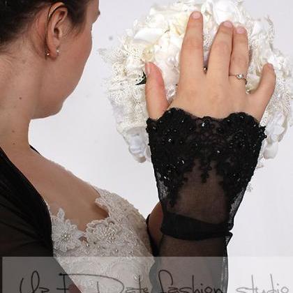 Bridal Tulle Black Bolero/jacket/ Long Sleeves..