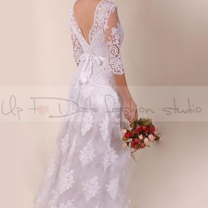 Lace Wedding dress / V neck bаck /..