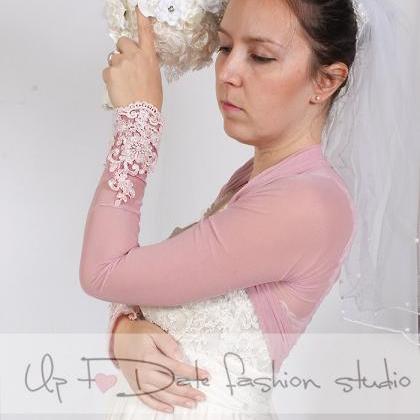 Bridal Tulle Blush Pink Bolero/jacket/ Long..
