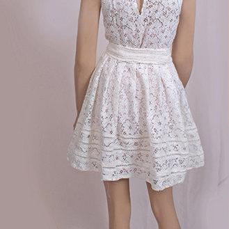 Sleeveless /cotton Lace/ Bridesmaid /cocktail..