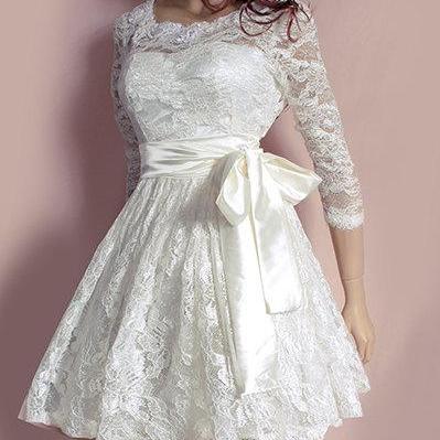 Lace Short Wedding Party /reception/ Ivory Dress /..