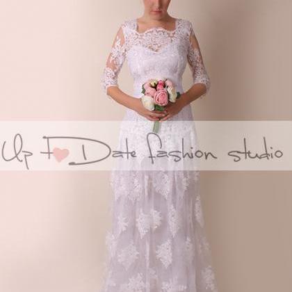 Lace Wedding dress /Vneck & back/Re..