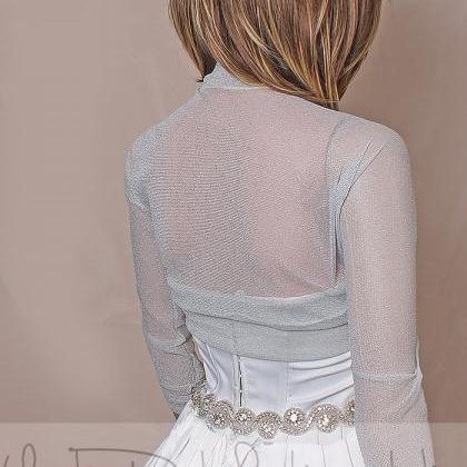 Light Gray Bridal Tulle Lurex Bolero /jacket /..