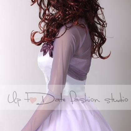 Bridal Purple Tulle Jacket /long Sleeves Wedding..