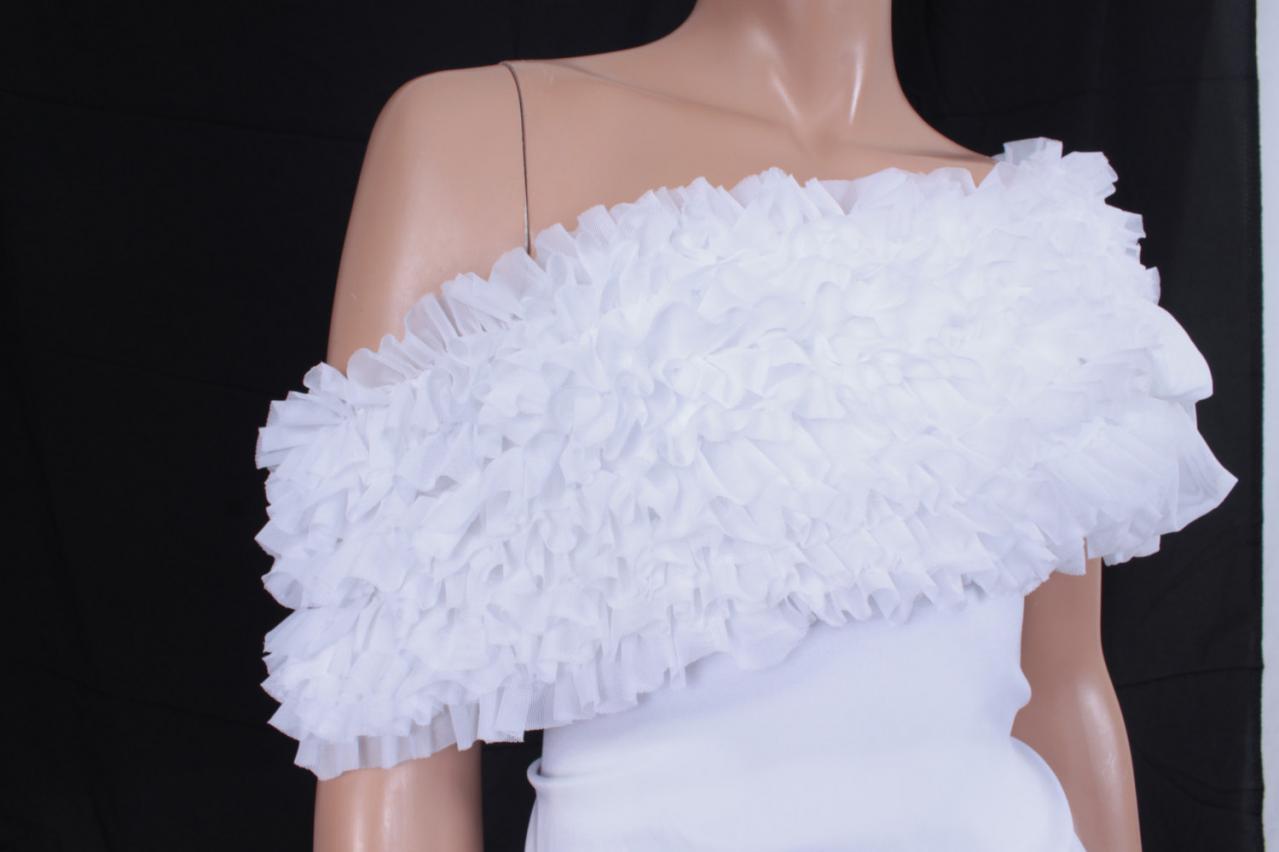 Bridal White Fluffy Ruffles Bolero/ Scarf / Shrug/ Wedding Cape on Luulla
