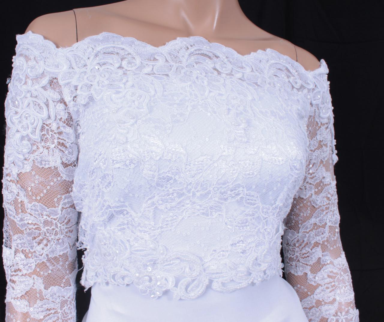 Bridal Optical White Lace Shrug Jacket Wedding Bolero