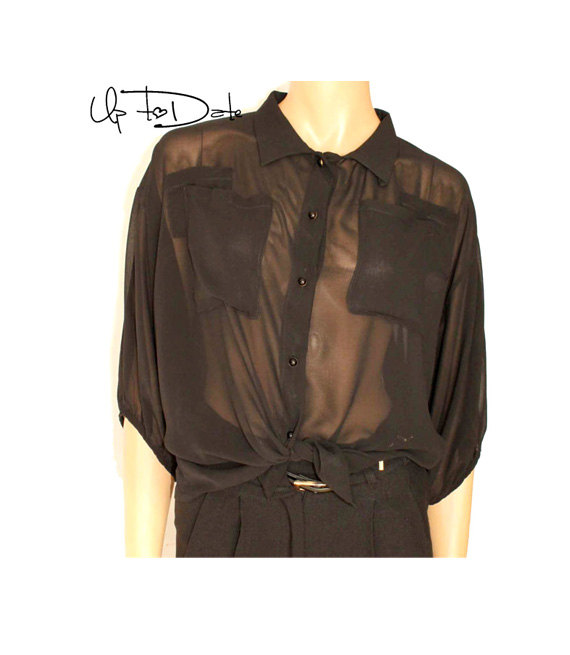 Black / Chiffon Blouse With Buttons