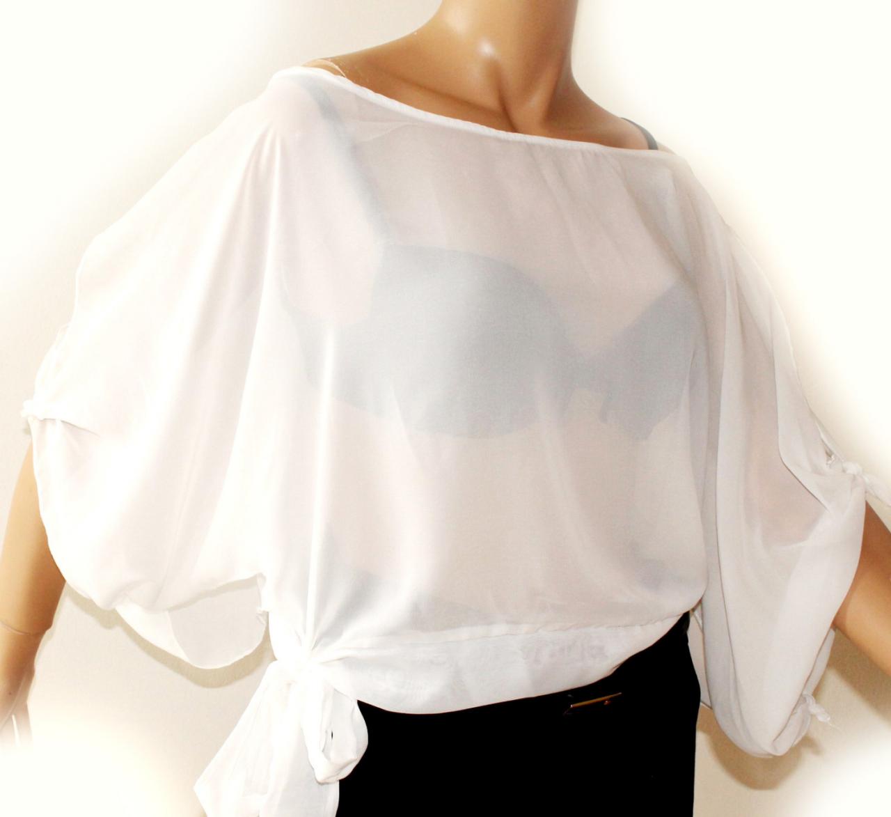 plus size white chiffon top