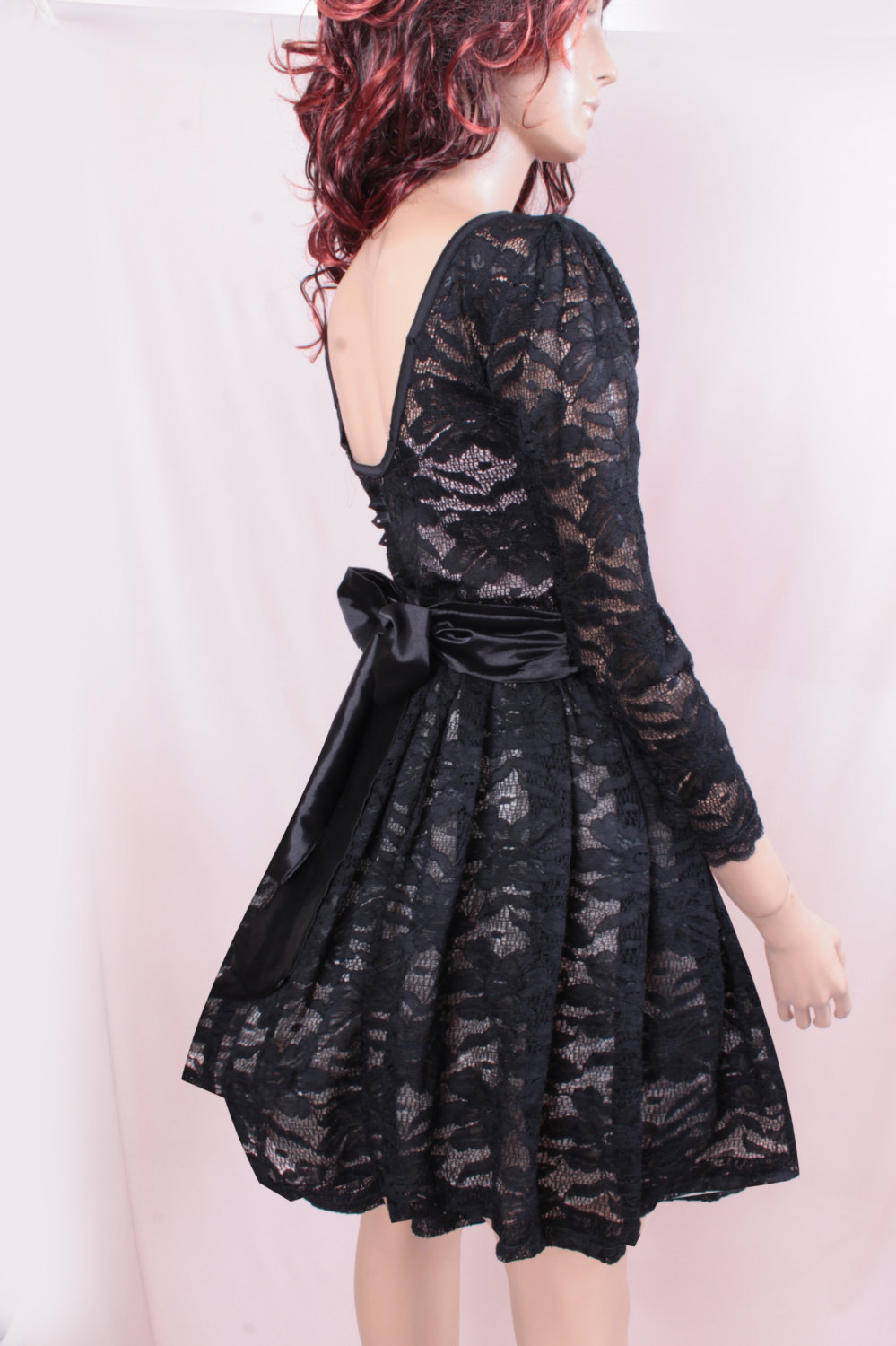 Little Black lace / wedding party /cocktail / mini / bridesmaid/ 3/4 sleeves / dress