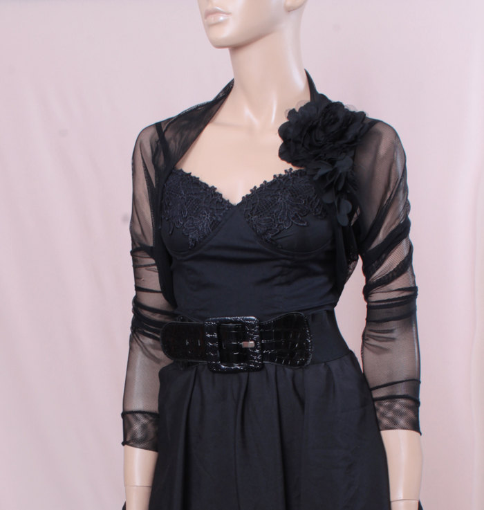Bridal Black Tulle Jacket ,long Sleeves Wedding Bolero on Luulla