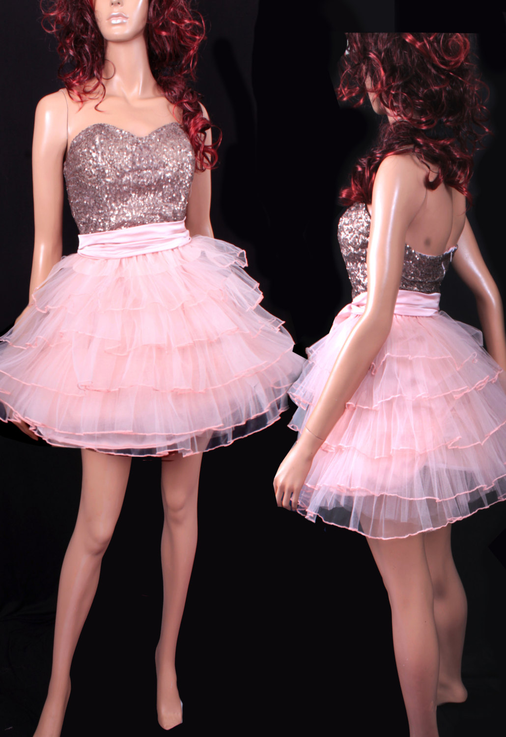 Sweetheart Party Cocktail Sweetheart Sequins Strapless Tulle Skirt