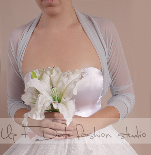 Bridal Tulle Bolero /jacket / 3/4 Sleeves Wedding Gown