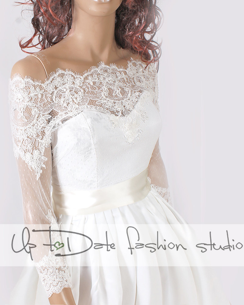 Plus Size lace bolero Bridal Off-Shoulder /high quality jacket/ jacket / lace top/cover up