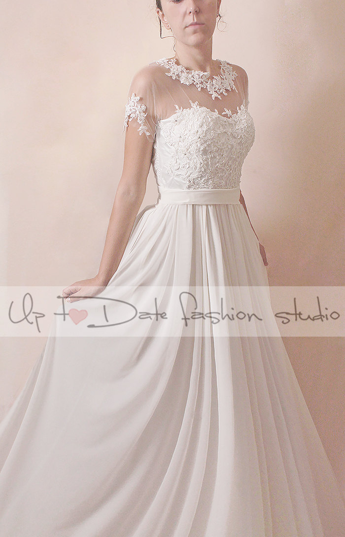 Wedding lace/floral applique with beading crystal dress/draped tulle A-line dress