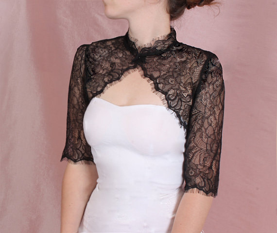 Plus Size Bridal Solstiss Lace Style /shrug / Jacket / Wedding Bolero /3/4-sleeve /white /ivory/ Black