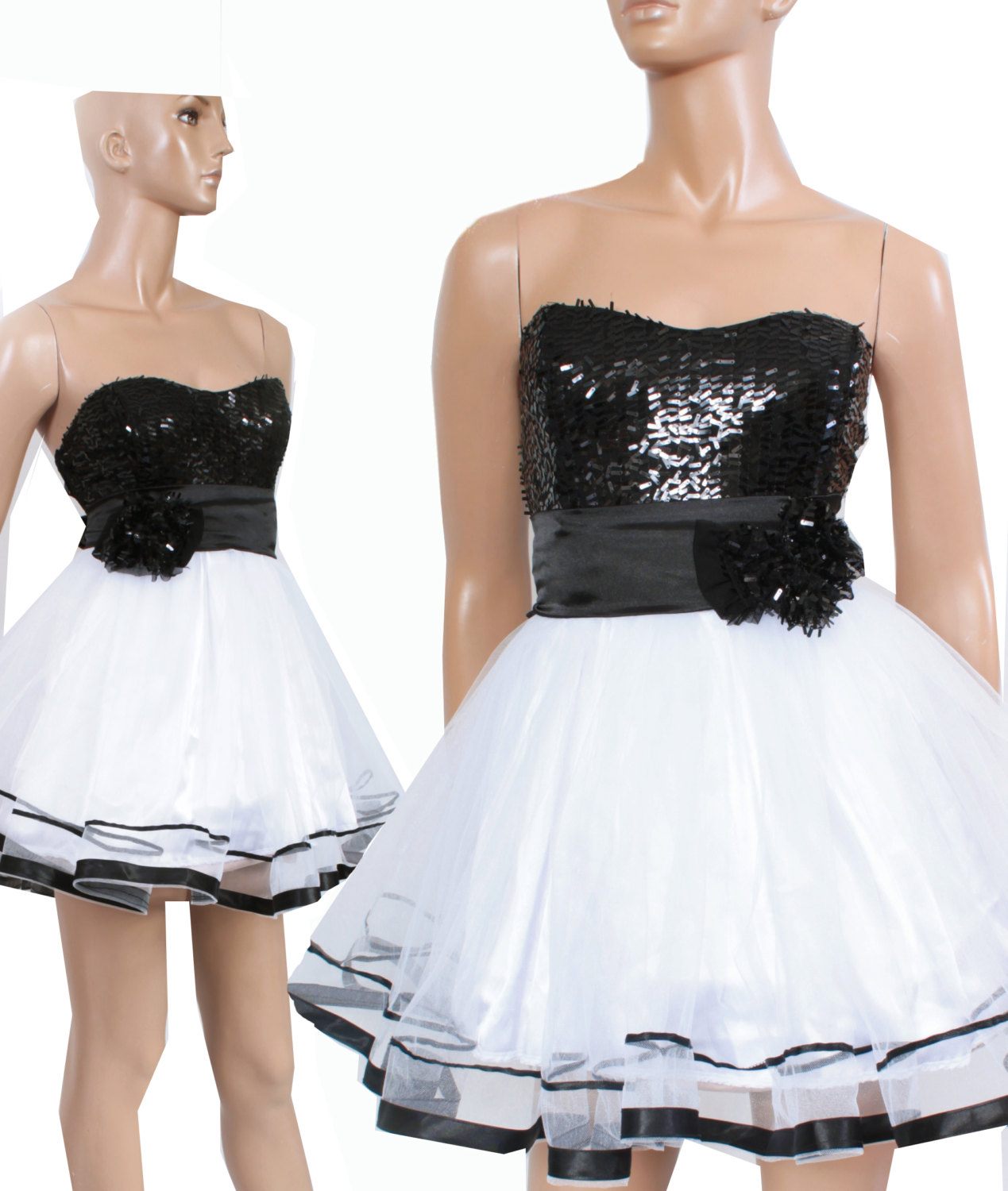 Prom/party/ Cocktail/ Sweetheart / Wedding Party / Tulle / Sequins Strapless Mini Dress