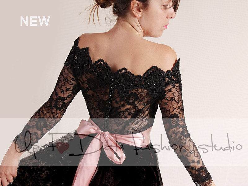 Plus Size black lace bolero Bridal /Off-Shoulder /Lace wedding jacket/ shrug/ jacket / lace top