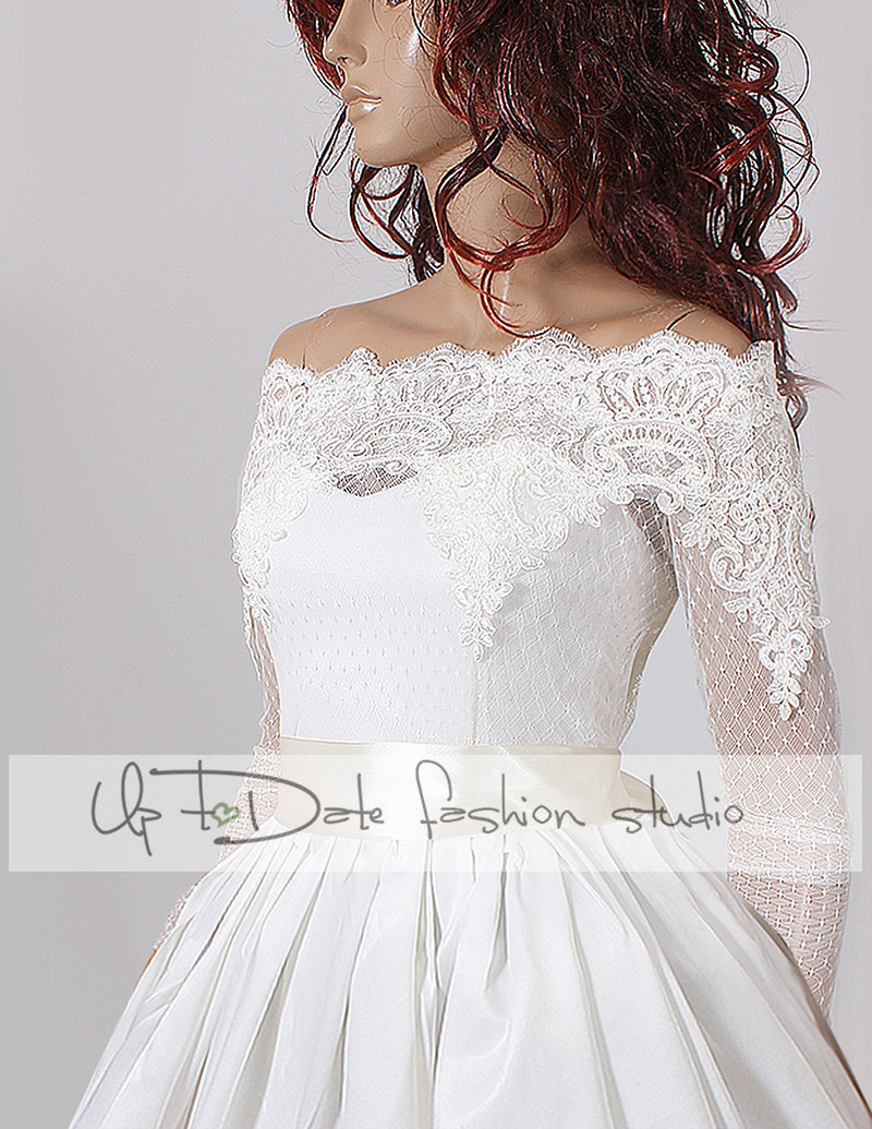 Bridal Lace Bolero Off shoulder french Lace wedding Jacket Shrug
