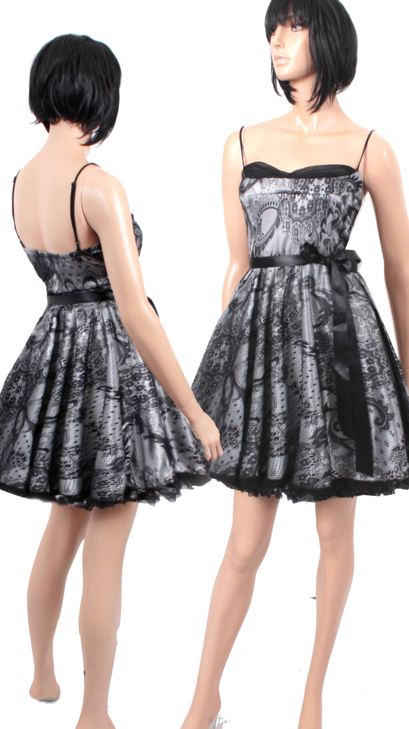 Plus Size Little Black Lace / Satin Dress