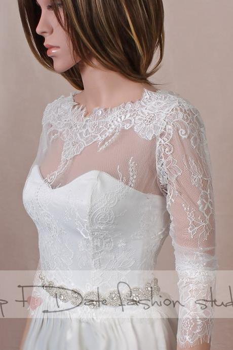 Wedding lace bolero V back / wedding jacket/ shrug/bridal lace top