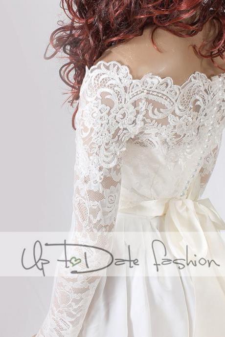 Off-Shoulder /French Lace/wedding jacket/Bridal lace bolero/shrug/jacket /bridal lace top