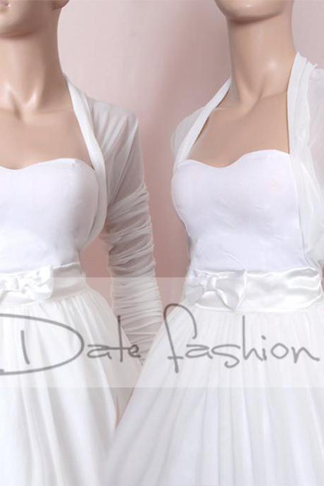 Bridal White tulle jacket/cover up/ ,long sleeves wedding bolero