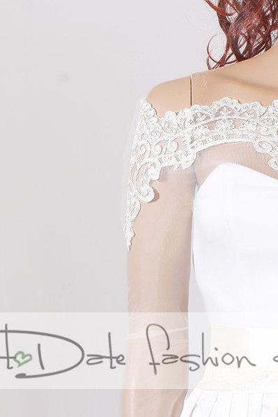 Plus Size lace bolero Bridal Off-Shoulder / Lace wedding jacket/ jacket / lace top/cover up
